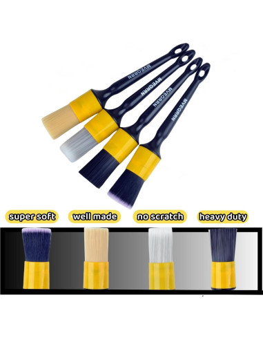 Juego de 4 Pinceles Detallado Autos MVEQRRN Cerdas Suaves