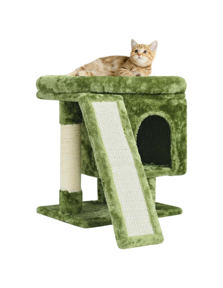 Árbol para Gatos YANDLVY Verde con Poste y Cueva 45.72cm
