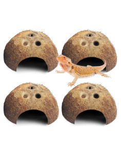 Escondite de Coco Natural PINVNBY para Reptiles 4 PCS