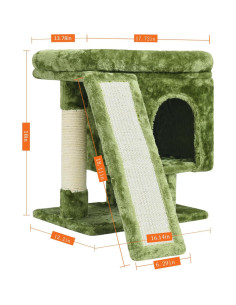 Árbol para Gatos YANDLVY Verde con Poste y Cueva 45.72cm 2