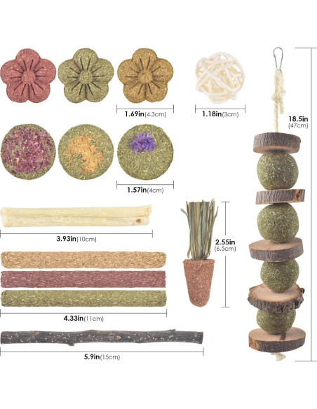 Juguetes de Masticar para Conejos ERKOON 42 PCS Cuidado Dental