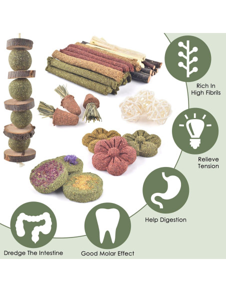 Juguetes de Masticar para Conejos ERKOON 42 PCS Cuidado Dental