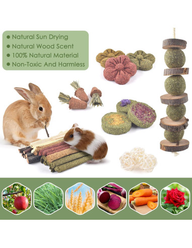 Juguetes de Masticar para Conejos ERKOON 42 PCS Cuidado Dental