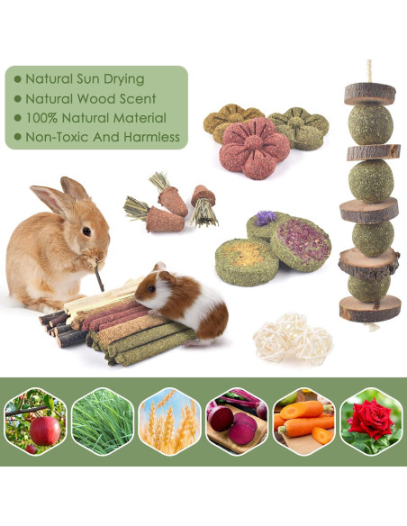 Juguetes de Masticar para Conejos ERKOON 42 PCS Cuidado Dental