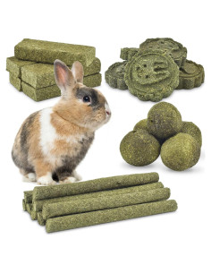 Juguetes de Masticar para Conejos ERKOON 25 Piezas Heno Timothy