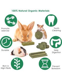 Juguetes de Masticar para Conejos ERKOON 25 Piezas Heno Timothy 2