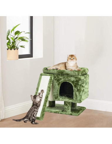 Árbol para Gatos YANDLVY Verde con Poste y Cueva 45.72cm
