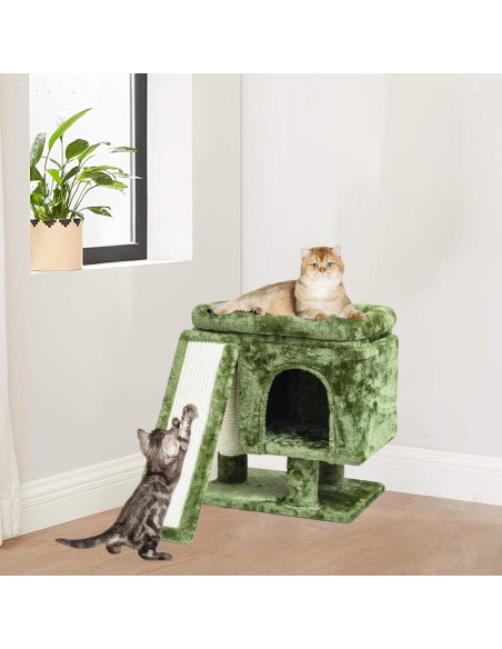 Árbol para Gatos YANDLVY Verde con Poste y Cueva 45.72cm