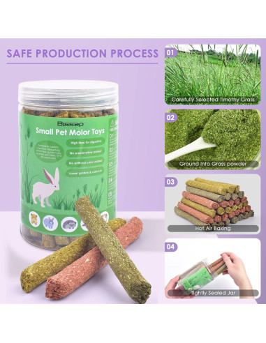 Palitos de Masticar Conejo Bissap 36PCS Heno Timothy y Zanahoria