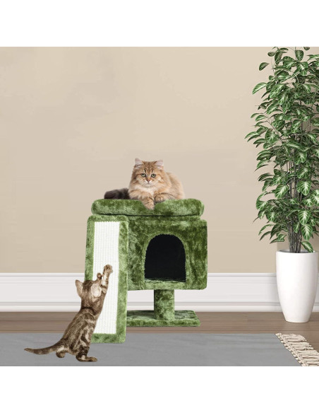 Árbol para Gatos YANDLVY Verde con Poste y Cueva 45.72cm