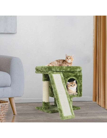 Árbol para Gatos YANDLVY Verde con Poste y Cueva 45.72cm