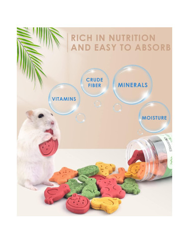 Bissap Juguetes de Masticar para Conejos 32PCS Heno Natural