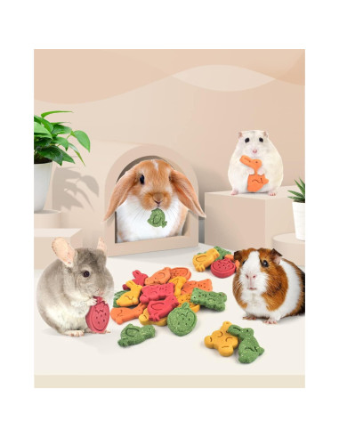 Bissap Juguetes de Masticar para Conejos 32PCS Heno Natural
