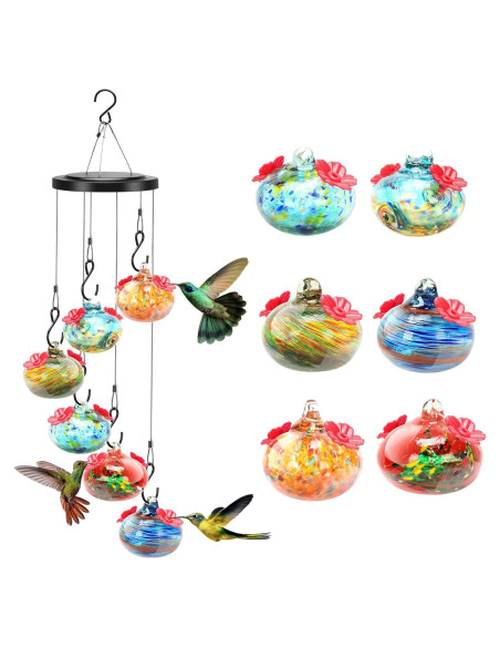 Alimentador de Colibrí PIREKZUNT 1.33L Vidrio Multicolor