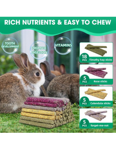 33 Palitos Masticables Naturales Jorewood para Conejos y Cobayas 2