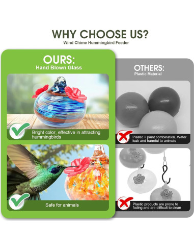 Alimentador de Colibrí PIREKZUNT 1.33L Vidrio Multicolor