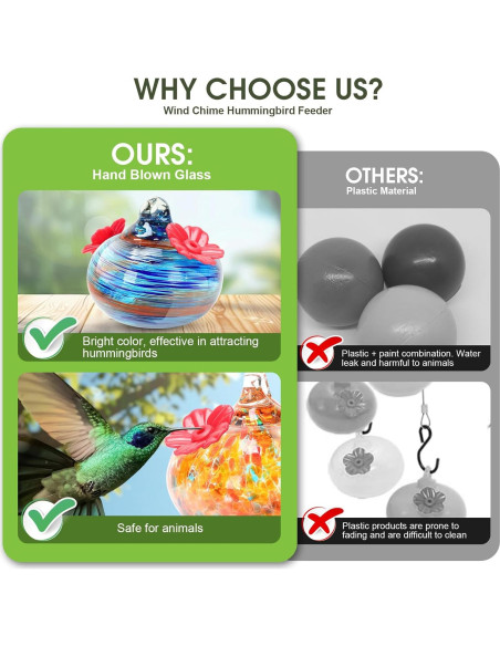 Alimentador de Colibrí PIREKZUNT 1.33L Vidrio Multicolor