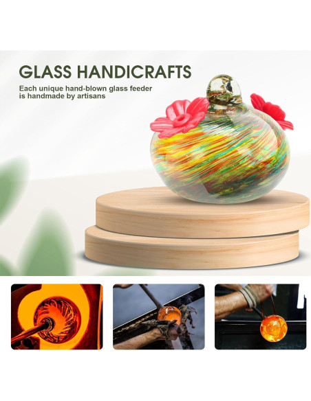 Alimentador de Colibrí PIREKZUNT 1.33L Vidrio Multicolor