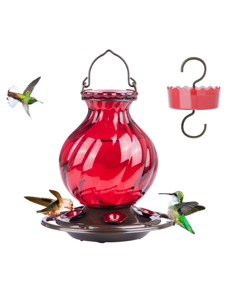 Alimentador de Colibríes Auslar 0.77L Vidrio Rojo Colgante