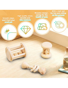 Juguetes de Madera para Conejos AOWPFVV - 3 Piezas Seguras 2