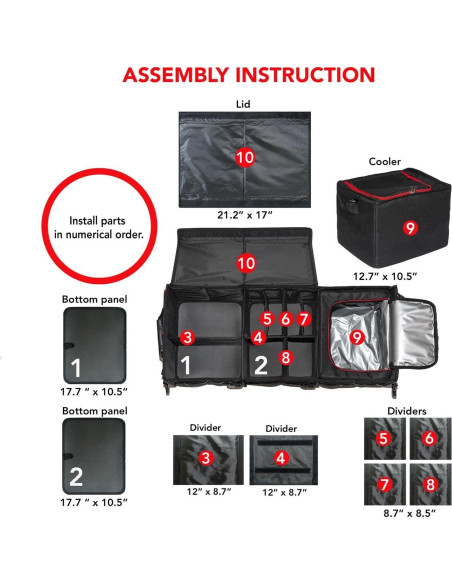 Organizador de Maletero J&K Plegable 105L con Bolsa Térmica
