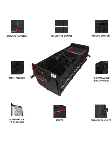 Organizador de Maletero J&K Plegable 105L con Bolsa Térmica