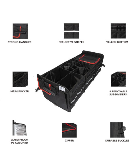 Organizador de Maletero J&K Plegable 105L con Bolsa Térmica