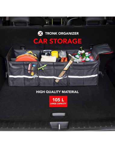 Organizador de Maletero J&K Plegable 105L con Bolsa Térmica