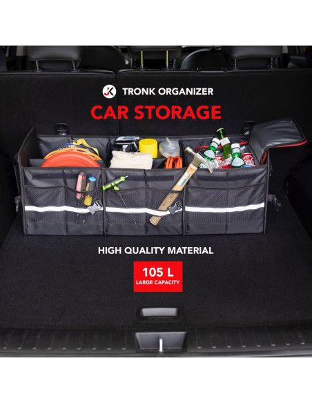 Organizador de Maletero J&K Plegable 105L con Bolsa Térmica