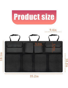 Organizador de Maletero de Coche Mandark, 8 Bolsillos, Tela Oxford 2