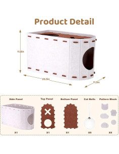 Casa para Gatos Mity Rain Cueva de Fieltro Plegable 68cm 2