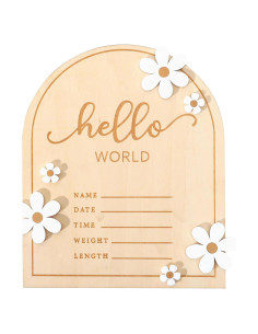 Cartel de Bienvenida al Mundo de Madera WAOUH 16x18 cm