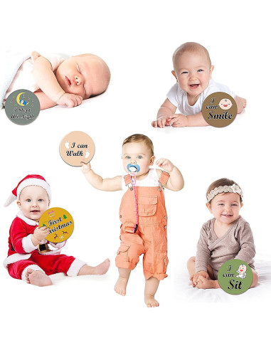 Tarjetas de Hitos para Bebés 15PCS Malihome 16cm Doble Cara