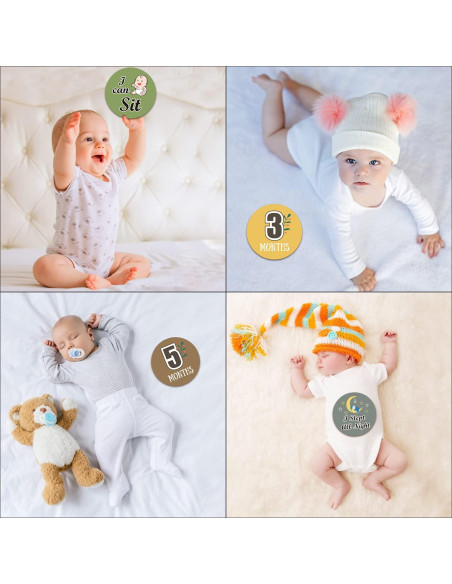 Tarjetas de Hitos para Bebés 15PCS Malihome 16cm Doble Cara