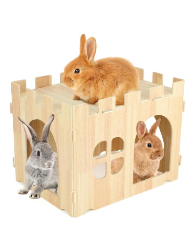 Casa de Conejo Grande de Madera BWOGUE 40x28x30 cm