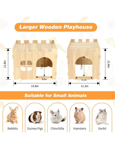 Casa de Conejo Grande de Madera BWOGUE 40x28x30 cm