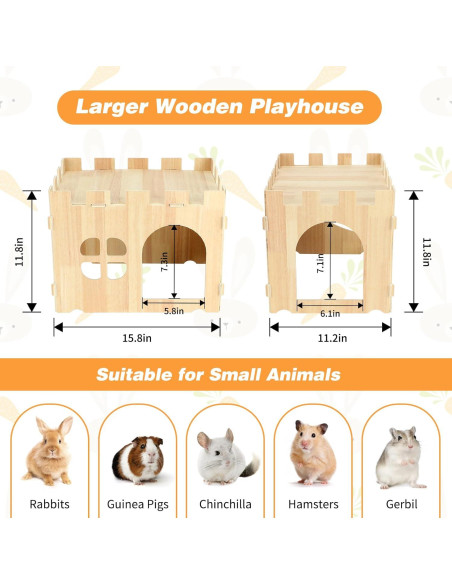 Casa de Conejo Grande de Madera BWOGUE 40x28x30 cm