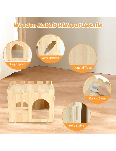 Casa de Conejo Grande de Madera BWOGUE 40x28x30 cm