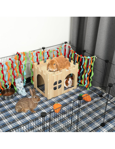 Casa de Conejo Grande de Madera BWOGUE 40x28x30 cm