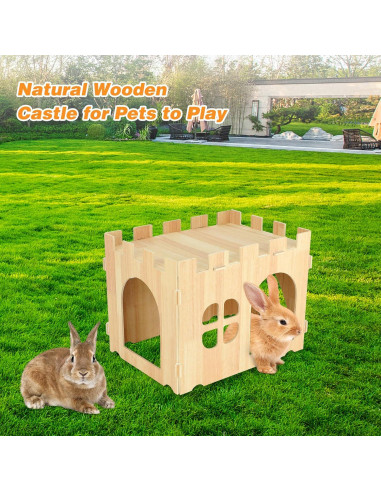 Casa de Conejo Grande de Madera BWOGUE 40x28x30 cm