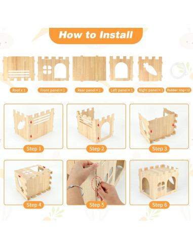 Casa de Conejo Grande de Madera BWOGUE 40x28x30 cm