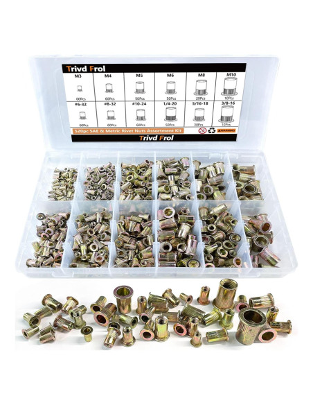 Kit de Tuercas Remachadas 520pcs TrivdPro Acero Galvanizado