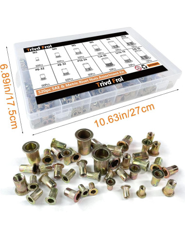 Kit de Tuercas Remachadas 520pcs TrivdPro Acero Galvanizado
