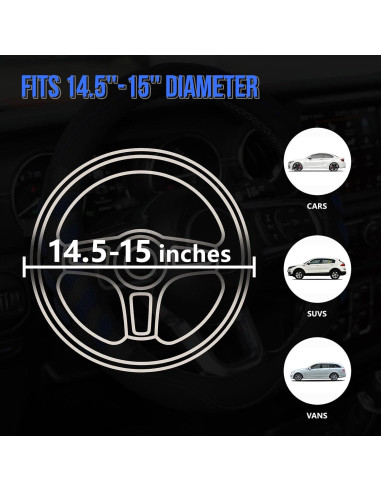 Funda de Volante KAFEEK 15" Cuero Transpirable Antideslizante