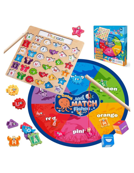 Juego de Pesca Magnética Plunack - Rompecabezas de Letras y Números