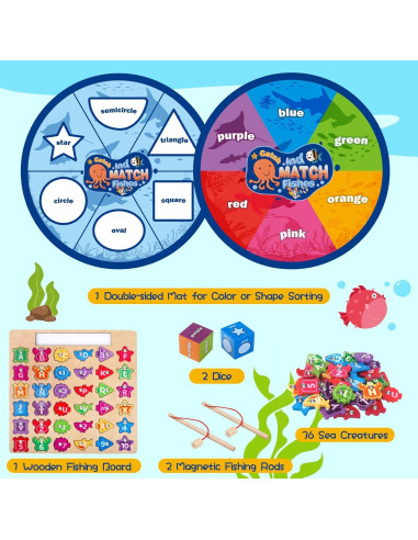 Juego de Pesca Magnética Plunack - Rompecabezas de Letras y Números