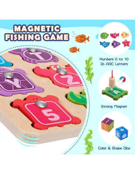 Juego de Pesca Magnética Plunack - Rompecabezas de Letras y Números