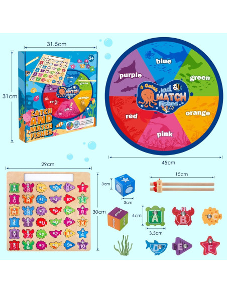 Juego de Pesca Magnética Plunack - Rompecabezas de Letras y Números