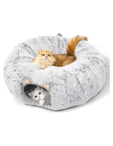 Cama túnel para gatos OUSUGA 91x91 cm con cojín lavable
