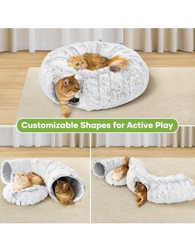 Cama túnel para gatos OUSUGA 91x91 cm con cojín lavable